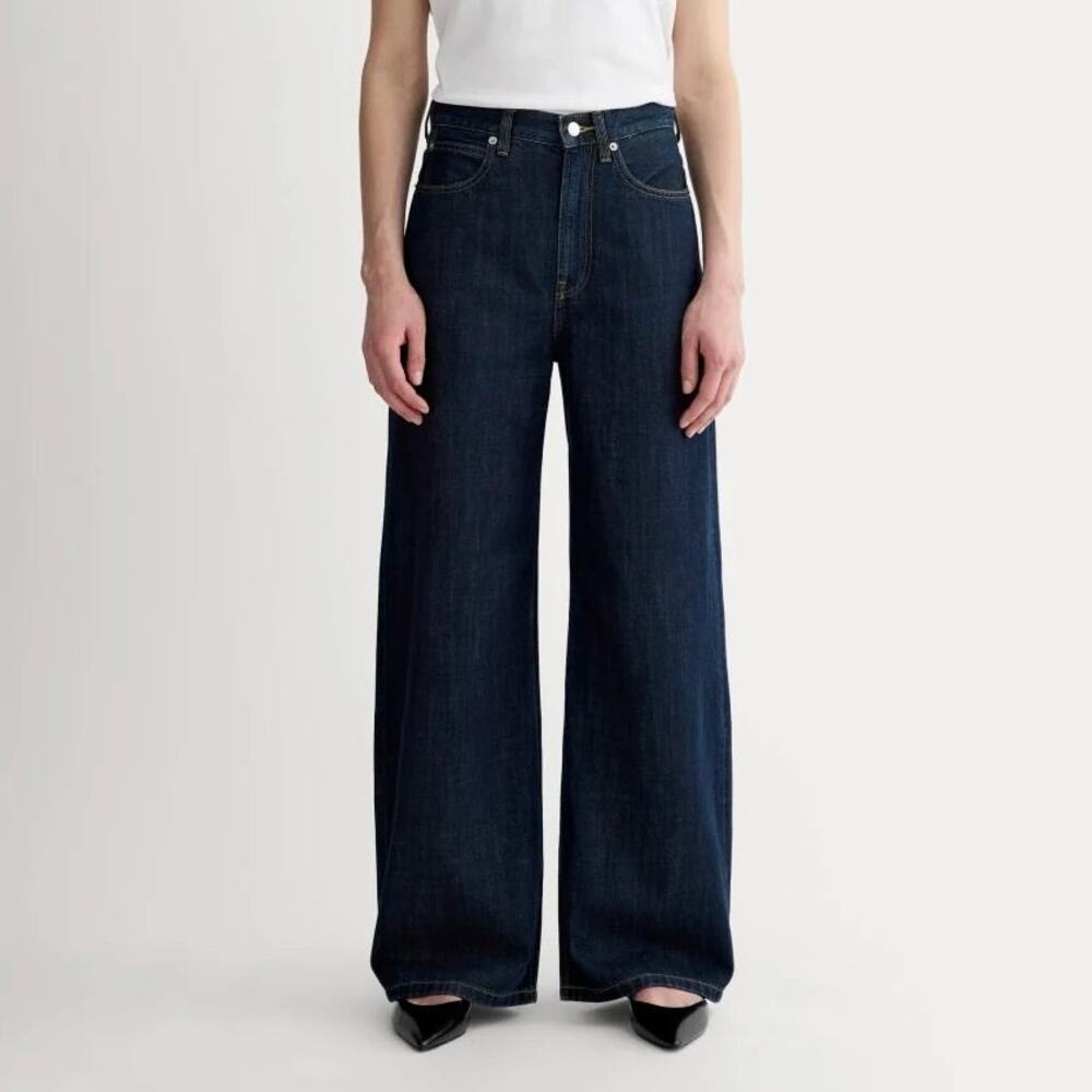 NWOT Everlane The OG Baggy Wide-Leg Denim Jean In Dark Indigo Wash Size 24
